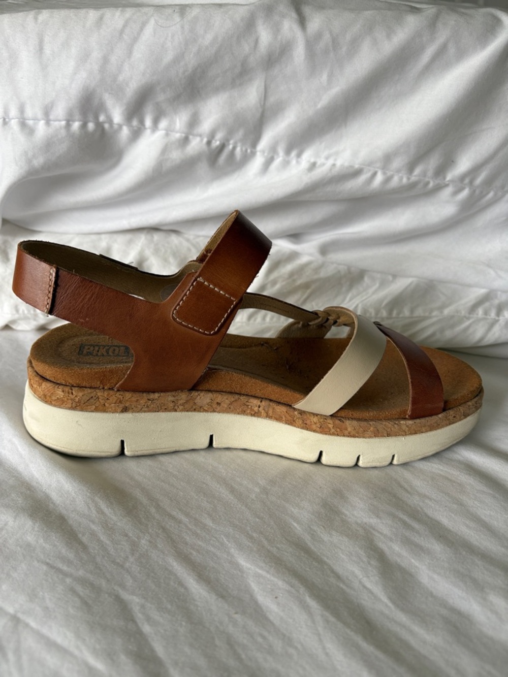 PIKOLINOS Brown and Cream Leather Slingback Sandals - Picture 6 of 7